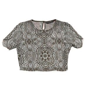 Zara Gray Lace Crop Top